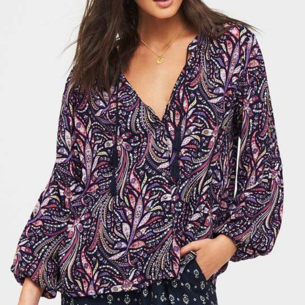 TIGERLILY Bilqis Purple Paisley Long Sleeve Button Shirt Blouse Top NWT RRP$140 - Picture 8 of 16